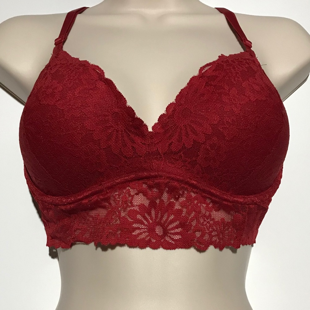 Victoria Secret PINK Padded Burgundy Lace Bra NWT